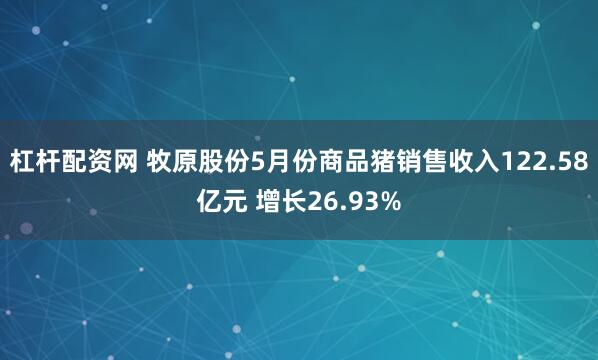 杠杆配资网 牧原股份5月份商品猪销售收入122.58亿元 增长26.93%