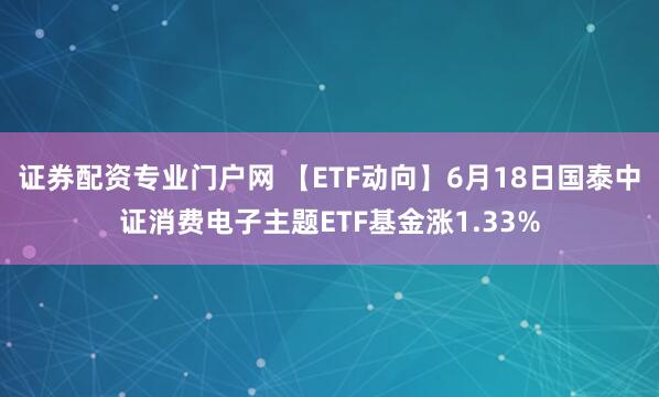 证券配资专业门户网 【ETF动向】6月18日国泰中证消费电子主题ETF基金涨1.33%